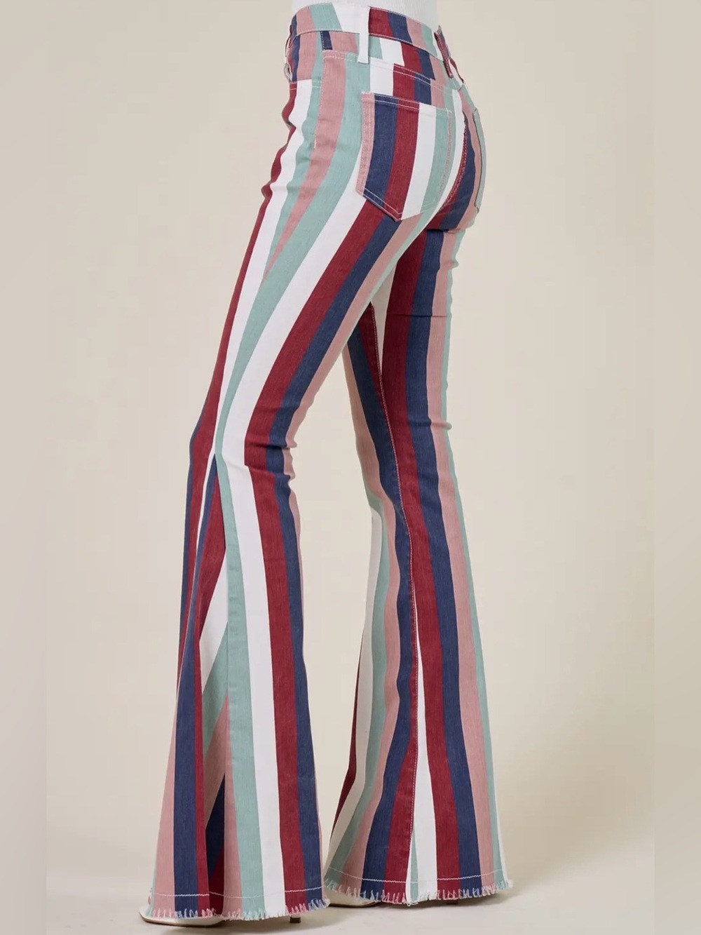 NWT Saints & Hearts Navy Multi Striped
Western Flared Bell Bottom Jeans - Picture 2 of 9